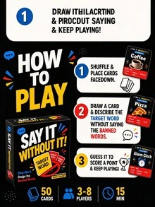 Mini "Say It, Don't Use It!" 50-Card Taboo Guessing Party Game, Fast-Paced Card Game For Halloween, Christmas, Family, Friends Gatherings, Game Night, Party, Travel And Camping - Multicolor - View 4