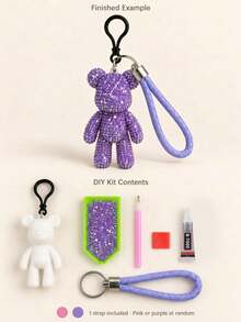 1pc DIY Rhinestone Bear Pendant Handmade Kit, Shiny Crystal Bead Bear Pendant With Wrist Strap, Handmade Bag Charm Keychain Accessory, Suitable For DIY Crafts, Birthday Gifts, Holiday Gifts, Party Favors And Travel - Multiple Styles - View 18
