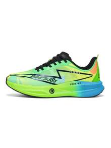 Men's Road Running Shoes, Lightweight & Breathable, Thick Sole With Rebound, Lace-Up Running Shoes Suitable For Jogging, Fitness, Marathon Long-Distance Running - Fluorescent Green - View 1