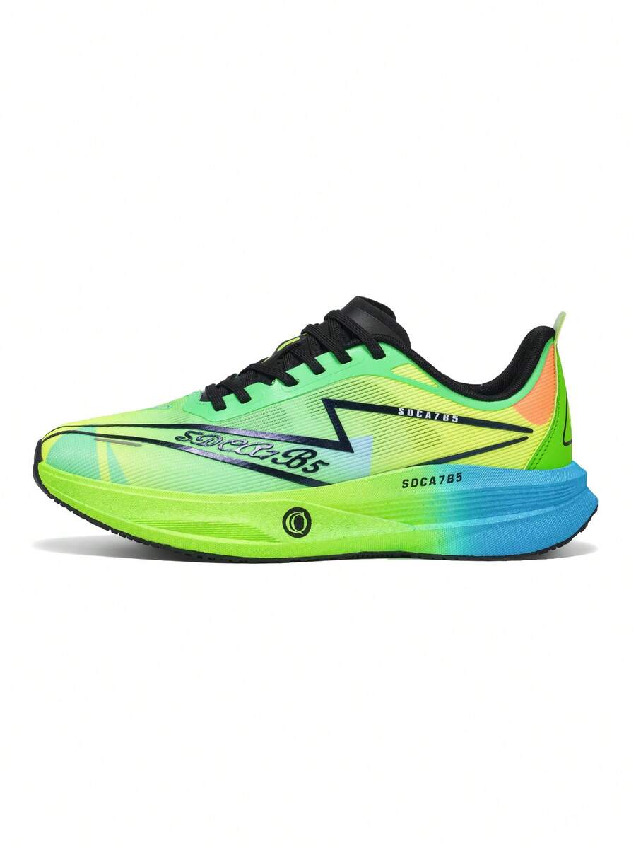 Men's Road Running Shoes, Lightweight & Breathable, Thick Sole With Rebound, Lace-Up Running Shoes Suitable For Jogging, Fitness, Marathon Long-Distance Running - Fluorescent Green - View 1