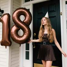 40-Inch Foil Number Balloon, Birthday Anniversary Party Decoration Balloon, Aluminum Film Balloon For Birthday Party Decorations, - Brown - View 3