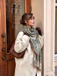1PcWomen Vintage Paisley Print Oversized Scarf, Old Money Style Lightweight Wrap Shawl For Daily Wear - Multicolor - View 1