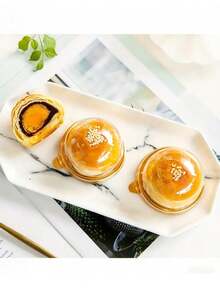 50pcs Transparent Plastic Mini Cake Boxes With Lids, Round Cupcake Holders, Egg Yolk Pastry Containers, Mooncake Dome Boxes, Baking Packaging Boxes, Kitchen Baking Tools - Gold - View 6
