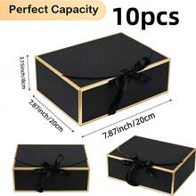10pcs - Black Gift Boxes With Lids, Large, Medium, Small Sizes, Groomsman Proposal Boxes, Luxury Black Gift Boxes With Ribbons For Wedding Boxes, Birthday Boxes, Party Boxes, Christmas Boxes, Bridesmaid Boxes, Back To School Gift Boxes, Graduation Gifts, Valentine's Day Gift Boxes - Multiple Styles - View 18