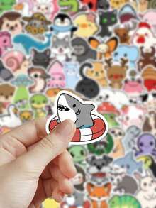 somoving 100pcs Cute Cartoon Animal Stickers, Watercolor Animal Stickers, Zoo Stickers, Decorative Stickers, Stationery Stickers, Waterproof Vinyl Stickers, Suitable For Water Bottles, Computers, Laptops, Phones, Suitcases, Notebooks, Refrigerators And More. - Multicolor - View 8