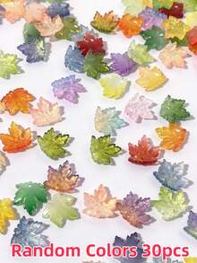 30/100pcs Maple Leaf Shaped Glass Decorative Beads, Hairpin DIY And Jewelry Accessory Materials, Simulation Maple Leaf, Glazed Maple Leaf, Autumn Decoration, Thanksgiving Decoration, DIY Handmade Materials - Maple Leaf Beads - View 9