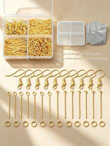 1 صندوق 220 قطعة مجموعة صنع المجوهرات اليدوية DIY مع خطافات الأذن، دبابيس 9-Pin، دبابيس رأس مسطح، حلقات قفز مفتوحة، مناسبة لصنع الخرز وصنع المجوهرات اليدوية DIY ومواد إكسسوارات المجوهرات اليدوية الأخرى - طقم إكسسوارات مكون من 4 أقسام - مشاهدة 11