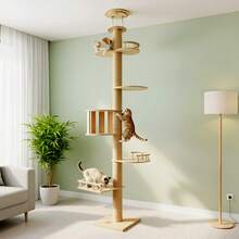 125cm Multi-Level Plush Cat Tree With Sisal Scratching Posts | Cozy Condo, Hammock & Dangling Ball Toy | Sturdy Climbing Ladder & Perches | All-In-One Cat Furniture For Climbing, Resting & Playing, Ideal For Indoor Cats - Beige 7 - View 2