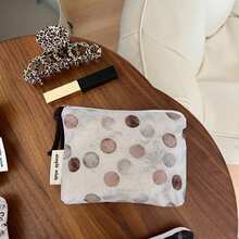 Vintage Ditsy Floral Storage Bag, Earphone Lipstick Key Coin Cosmetic Organizer Pouch, Polka Dot Clutch - Multicolor - View 11
