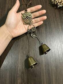 Forest-Style Metal Owl Double Bell Wind Chime, Christmas Thanksgiving Housewarming Gift For Friends, Entryway Door Decorative Ornament,Halloween Decor,Christmas Decorations For Home - Multiple Styles - View 5