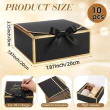 10pcs - Black Gift Boxes With Lids, Large, Medium, Small Sizes, Groomsman Proposal Boxes, Luxury Black Gift Boxes With Ribbons For Wedding Boxes, Birthday Boxes, Party Boxes, Christmas Boxes, Bridesmaid Boxes, Back To School Gift Boxes, Graduation Gifts, Valentine's Day Gift Boxes - Multiple Styles - View 23