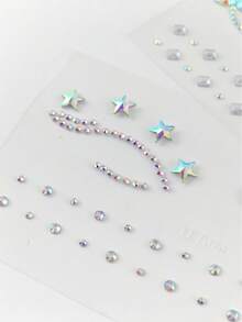 2pcs Butterfly & Star Face Rhinestone Stickers, Self-Adhesive Holographic Face Gem Stickers, Eyeliner Makeup Rhinestone Stickers For Music Festival, Christmas, Stage Makeup, Eye DIY - Multicolor - View 7