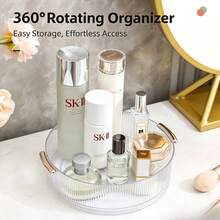 360° Rotating Transparent Makeup Organizer, Perfume & Skincare Storage Rack, Kitchen Spice Organizer, Rotatable Storage - Clear - View 2
