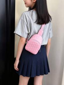 Kids Cute Polka Dot Chest Bag, Unisex Casual Mini Crossbody Bag, Lightweight Shoulder Bag For Travel - A - View 4
