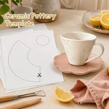 Teacup Pottery Template For Slab Building, 2pcs PET Ceramic Pottery Template, Clay Handbuilding Cup Template, Pottery Making Template Tool For DIY Ceramic Cups, Pottery Studio Supplies - White - View 1