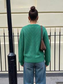 Áo cardigan len dệt kim màu xanh lá tay dài cài cúc cho nữ, phong cách vintage, món đồ mùa đông giữ ấm thiết yếu - màu xanh lá - Xem 8