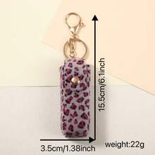 1pc Y2K Leopard Print Storage Bag, Cute Faux Fur Mini Organizer With Keychain, Snap Button Storage Bag, Gift For Her - Multicolor - View 11