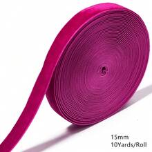 6-38mm 1捲玫瑰紅單面天鵝絨緞帶，聖誕緞帶，珠寶展示包裝，花禮包裝，蝴蝶結DIY派對裝飾，情人節 - 玫紅色 - 查看 13