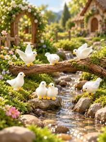 3pcs White Dove Figurines, Mixed Peace Bird Decor, Suitable For Fairy Garden, Bonsai, Flower Pot, Moss Landscape, Bookshelf And Desktop Decoration - White Dove - View 8