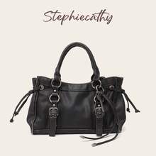 STEPHIECATHY Large Women's Vintage Distressed PU Leather Shoulder Tote Bag, Women's Retro Y2K Multi-Pocket Street Style Handbag, Suitable For Commuting, Shopping, And Travel - Multicolor - View 10