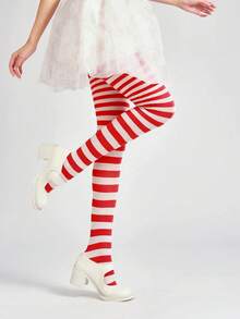Women's Christmas Colorful Striped Tights, Nylon Blend Elastic Slim Fit Leggings, Suitable For Parties, Cosplay And Holiday Dress Up - Multicolor - View 4