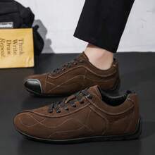 Men's All-Season Suede Low-Top Sneakers With Built-In Height-Increasing Insoles - Brown - View 4
