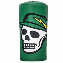 1PC Golf Driver Head Cover, Made Of PU Material, Decorated With Cool Embroidery Of Skull Wearing Cap And Yellow Lightning. Built-In Soft Inner Lining Shields Your Club From Scratches And Bumps. Edgy Stylish Golf Accessory For Golf Lovers. - Multicolor - View 13