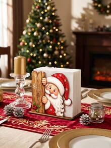 1pc Christmas Decoration Kitchen Paper Towel Holder - Desktop Tabletop Roll Holder (Combines Display And Storage Functions), Fun Santa Claus Design, Suitable For Kitchen, Bathroom, Living Room And Dining Room, Decorative Ornament - Multicolor - View 4