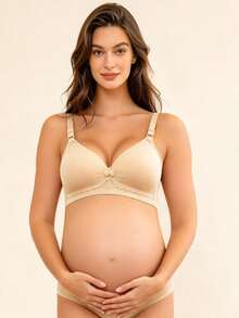 Hart & Haze 3pcs Wireless Seamless Nursing Bras, 80%Nylon 20%Spandex, Anti-Sagging, 2Mauve+1Apricot, For Daily Commute, XS-L Sizes. - Champagne - View 5