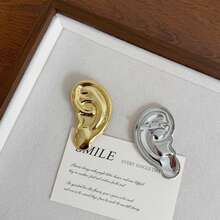 1PC Niche Design Metal Ear Brooch, Luxury High-End Asymmetrical Facial Feature Suit Pin, Accessory For Women - Ear - View 3