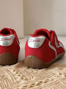 Children's Red Hook & Loop Training Sneakers, Retro Red Casual Sports Shoes, Toddler Non-Slip Soft Sole Breathable Comfortable Training Shoes - Red - View 7