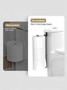3 Rolls No-Drill Toilet Paper Holder, Luxury Durable Paper Towel Rack, Hanging Space-Saving Bathroom Storage Shelf, Kitchen Cabinet Use, Gift For Homeowners - Multicolor - View 5