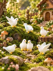 3pcs White Dove Figurines, Mixed Peace Bird Decor, Suitable For Fairy Garden, Bonsai, Flower Pot, Moss Landscape, Bookshelf And Desktop Decoration - White Dove - View 6