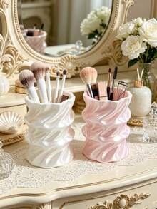 Creative Water Ripple Makeup Organizer, 3D Printed With Fluid Pleated Curved Surface, Pearlescent Color Scheme For Elegant Soft Look, Stores Cosmetics, Exquisite And Durable Desktop Art Decor - Multicolor - View 4