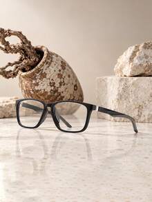 1pc Men Square Frame Eyeglasses Stylish Frame With Temple Lightweight Light Eyewear Optical Glasses For Office Casual Outdoor Daily Wear - Multicolor - View 12