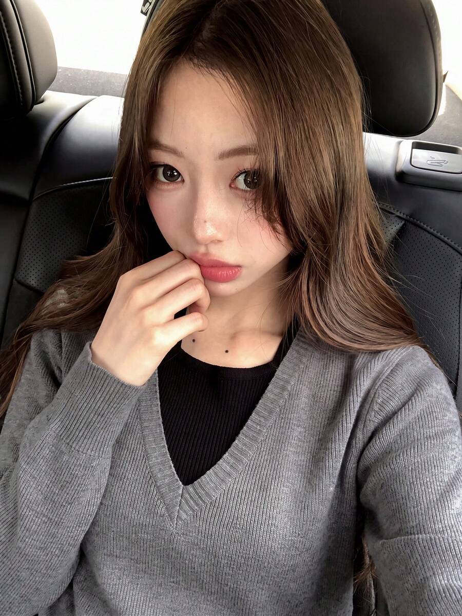 Women's Slouchy Soft V-Neck Patchwork Gray 2 In 1 Knit Sweater, Autumn/Winter College Style Elegant Design Knit Top - Grey - View 1