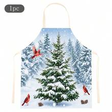 1pc, Christmas Home Decor, Cedar Pattern, Printed Apron, Can Be Used As Christmas Gift, Sleeveless, Neck Strap Design, Suitable For Cooking, Baking And Entertainment, Perfect For Family Dining, Parties, Outdoor BBQ Gatherings, Baking Apron | Bright Color Apron | Polyester Apron | Printed Apron - Multicolor - View 10
