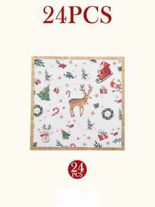 120PCS Christmas Disposable Paper Tableware Set, Includes 7-Inch And 9-Inch Plates, Paper Cups, Napkins And Straws; Featuring Watercolor Style Nutcracker Soldier, Christmas Tree, Gift, Candy Cane And Bow Patterns, Suitable For Christmas Party, Holiday Dinner, Winter Celebration And Holiday Table Decor - Multi-color 1 - View 8