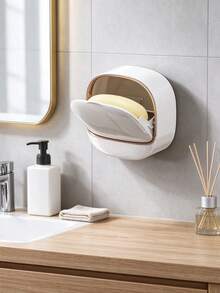 Wall-Mounted Soap Holder, Waterproof Flip-Top Design, Minimalist Soap Box, Suitable For Men And Women, Durable, Applicable For Kitchen, Bathroom, Shower Room, Home Bathroom Decor Storage Accessory, Travel Essential Shower Storage Rack - Multiple Styles - View 5