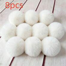 1/2/4/6pcs 2.36 Inch Large White Fluffy Faux Fur Pom Poms With Elastic Loop, Handmade Knitted Accessories For Hats, Shoes, Scarves, Gloves, Handbags - Multicolor - View 8