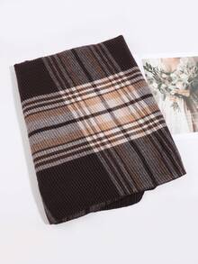 1PC Men's Fashion Linen Plaid Crinkled Scarf, Versatile Neck Warmer Suitable For Daily Casual Wear - Multicolor - View 11