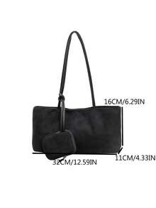 Korean Style Niche Design Underarm Shoulder Bag, Versatile Fashion Gentle Summer Tote Bag For Women - Black - View 7