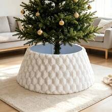 1pc Christmas Tree Collar Plush Christmas Tree Skirt, Suitable For Artificial Christmas Tree, Farmhouse Country Style Tree Ring Tree Skirt, Christmas Home Decor - Christmas Tree Skirt - View 7