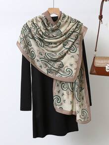 1PcWomen Vintage Paisley Print Oversized Scarf, Old Money Style Lightweight Wrap Shawl For Daily Wear - Multicolor - View 8