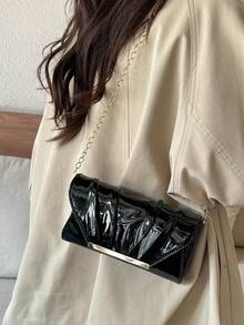 Tas Clutch Berkerut Tren Musim Gugur 2026, Tas Tangan Wanita Selempang Bahu Serbaguna Premium yang Sangat Menarik - Hitam - View 10