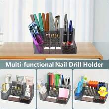 1pc Nail Drill And Drill Bit Holder, 28-Slot Transparent Plastic Base, Desktop Storage Rack, Skincare Product Organizer, Small Tool Storage, Professional Nail Tool Organizer Box (ABS) - Multicolor - View 9