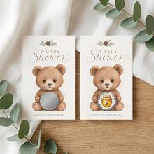 20/40pcs Cute Brown Bear Baby Shower Scratch‑Off Game Cards,Scratch The Honey To Win Raffle Game Card, Baby Shower Party Guest Game Supplies - Multicolor - View 1