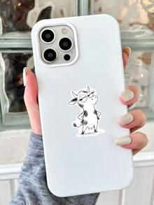 50Pcs Black Sketch Funny Animal Sticker Pack, Hand‑Drawn Line‑Doodle Whimsical Moody Grumpy Cat Owl Panda Waterproof Vinyl Decals For Laptop Water Bottle Journal Scrapbook DIY Decor - Multicolor - View 3