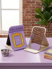 FRIENDS X POKOJA LAND 1pc Portable Foldable Mirror, Fashionable Cartoon Prints, Clear And High-Definition Reflection, Touch Up Your Makeup Anytime, Anywhere, Suitable For Women And Girls, Stylish And Practical - Multicolor - View 1