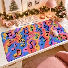 1pc Colorful Groovy Music Note Desk Mat, Multi-Purpose Makeup Nail Art Table Pad, Large Non Slip Desktop Protector S/M/L/XL - View 1